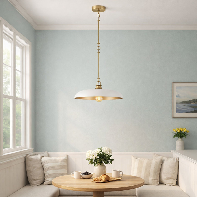 Sadie 1 - Light Steel Chandelier, Chalk White, 6.25" H x 18" W x 18" D
