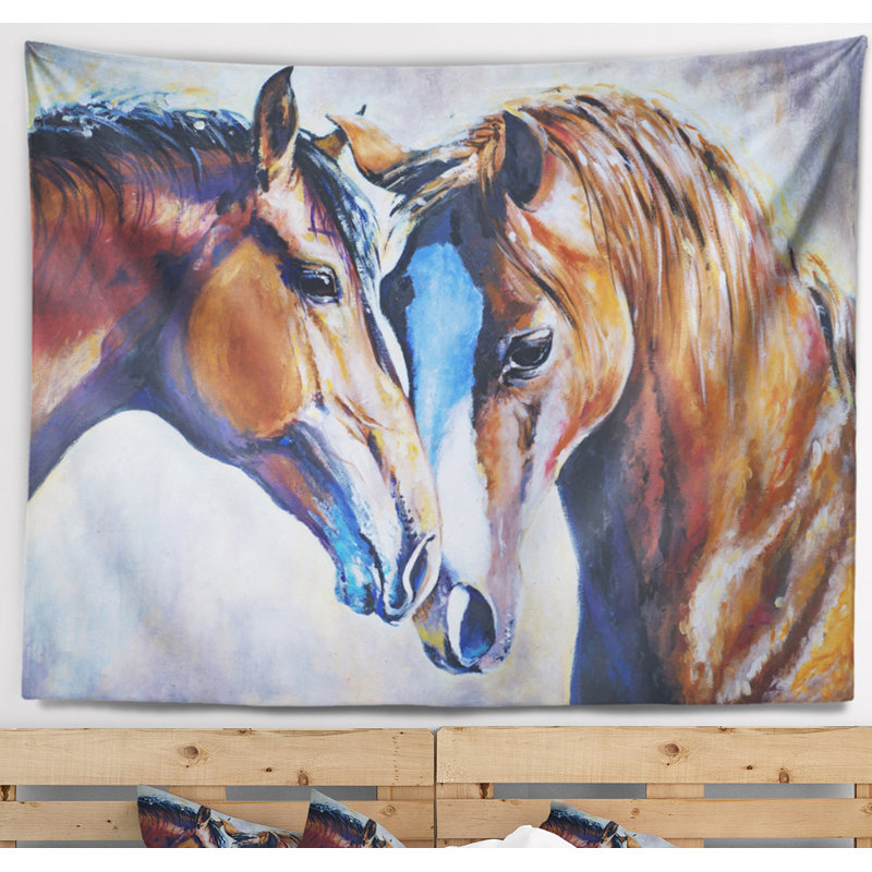 Tapisserie avec accessoires suspendus en polyester brun animal, H 32 po x l 39 po