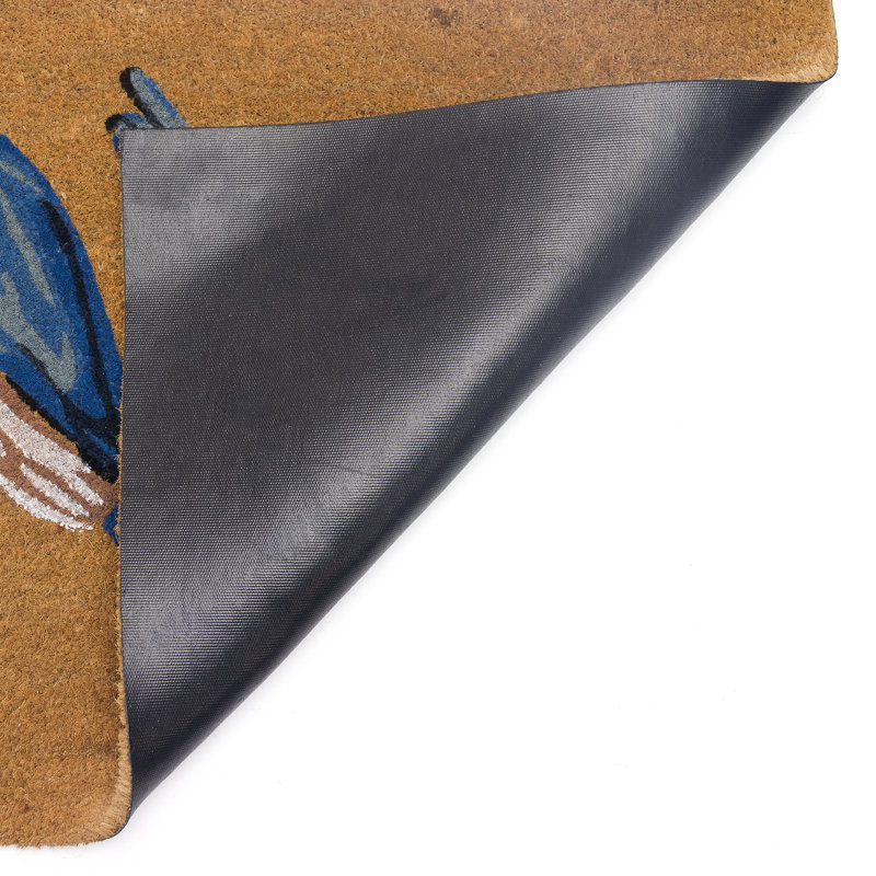 Tapis d'extérieur antidérapant Abagail Blue Birds, Bleu/brun, Rectangle 1 pi 6 po x 2 pi 6 po
