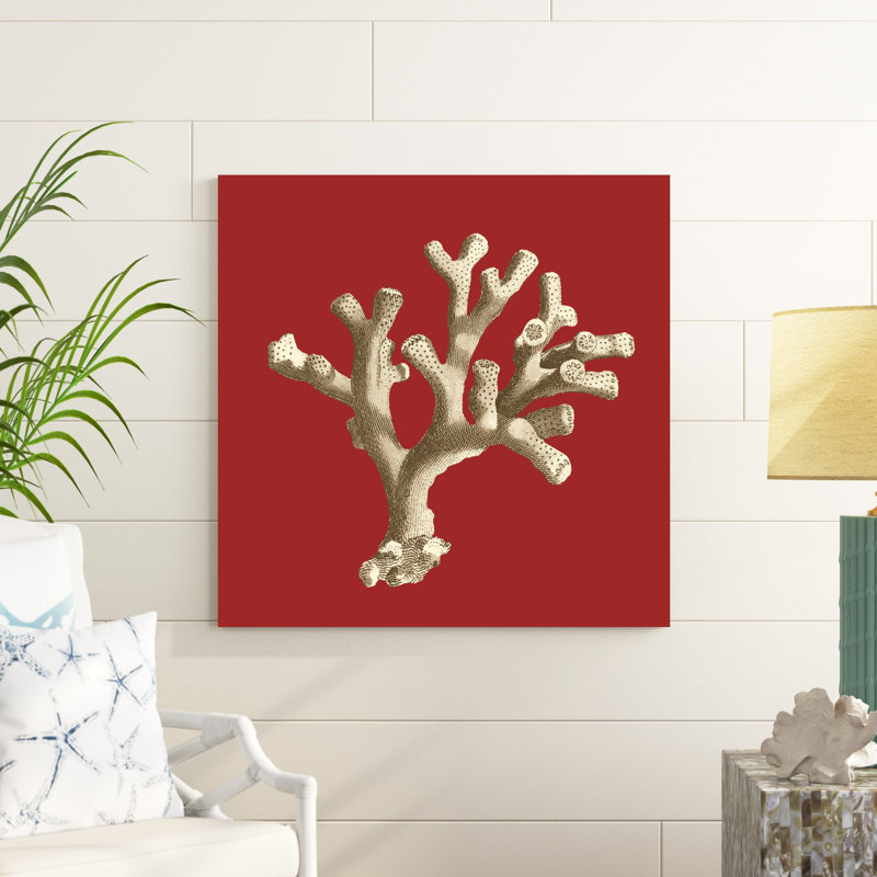 Corail sur rouge II, H 36 po x l 36 po x P 1,25 po