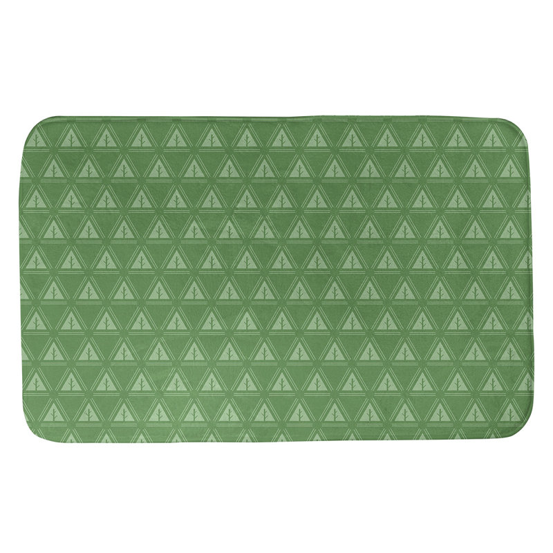 Tapis pour salle de bain à arbres minimalistes Barbra, l 17 po x L 24 po, Vert