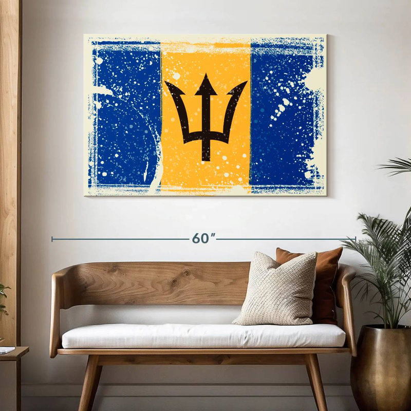 Borges Splattered Barbados Flag, 32" H x 48" W