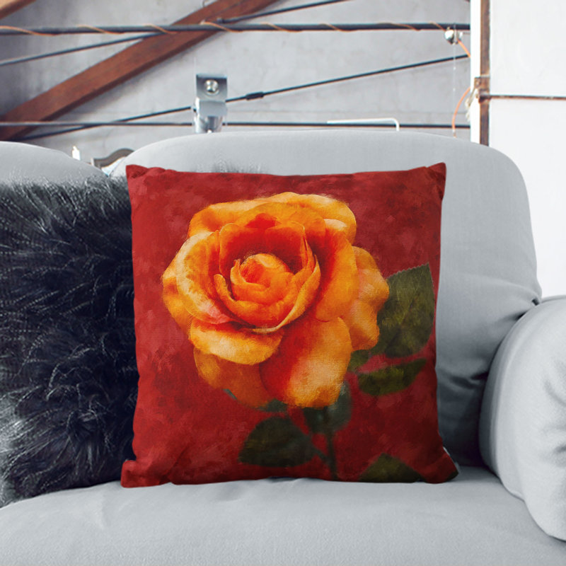 Rose in Bloom Cushion with Filling, 40cm H x 40cm W x 15cm D