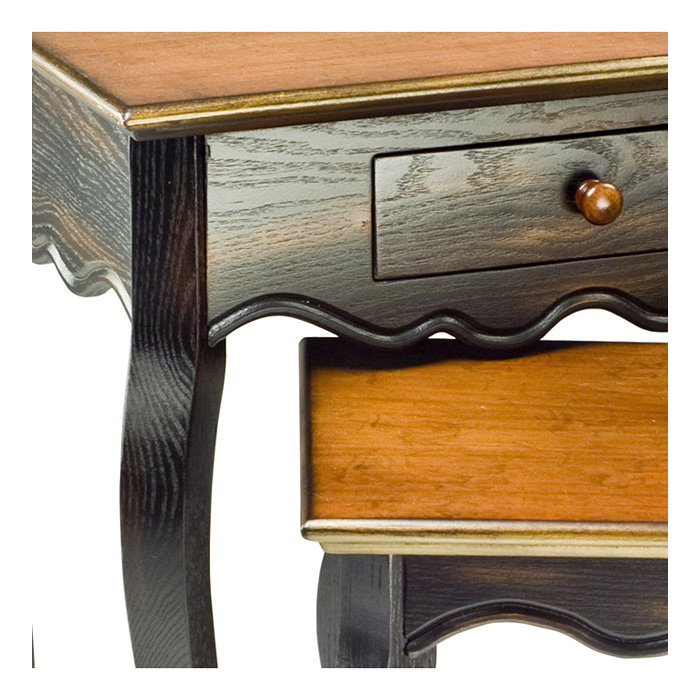 Solid Wood Top Nesting Tables with Storage