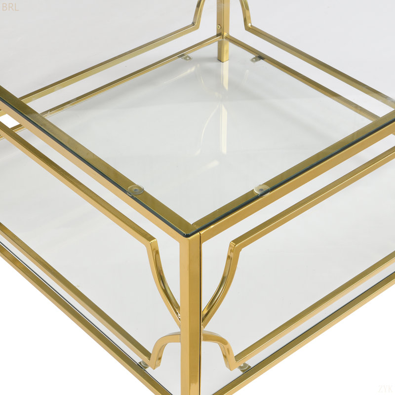 Table basse carrée en verre, Transparent