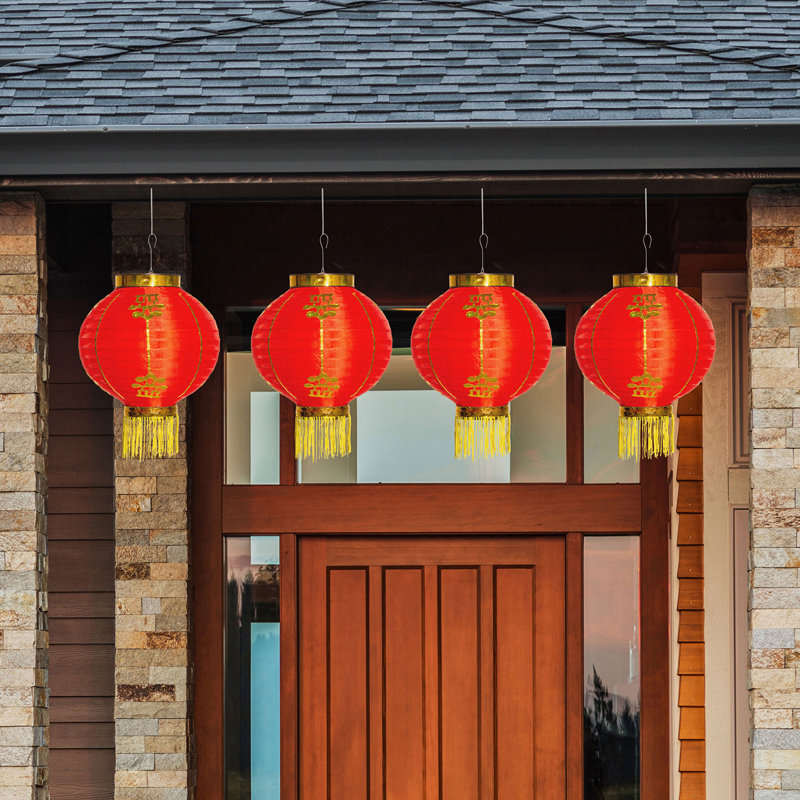 4 Piece Traditional Chinese Decorative Red Lantern Set