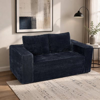 Canapé compressé sans cadre de 63 pouces avec cadre 63 po, canapé en velours côtelé rembourré en éponge haute densité de qualité supérieure, siège confortable pour les petits espaces de bureau de chambre à coucher