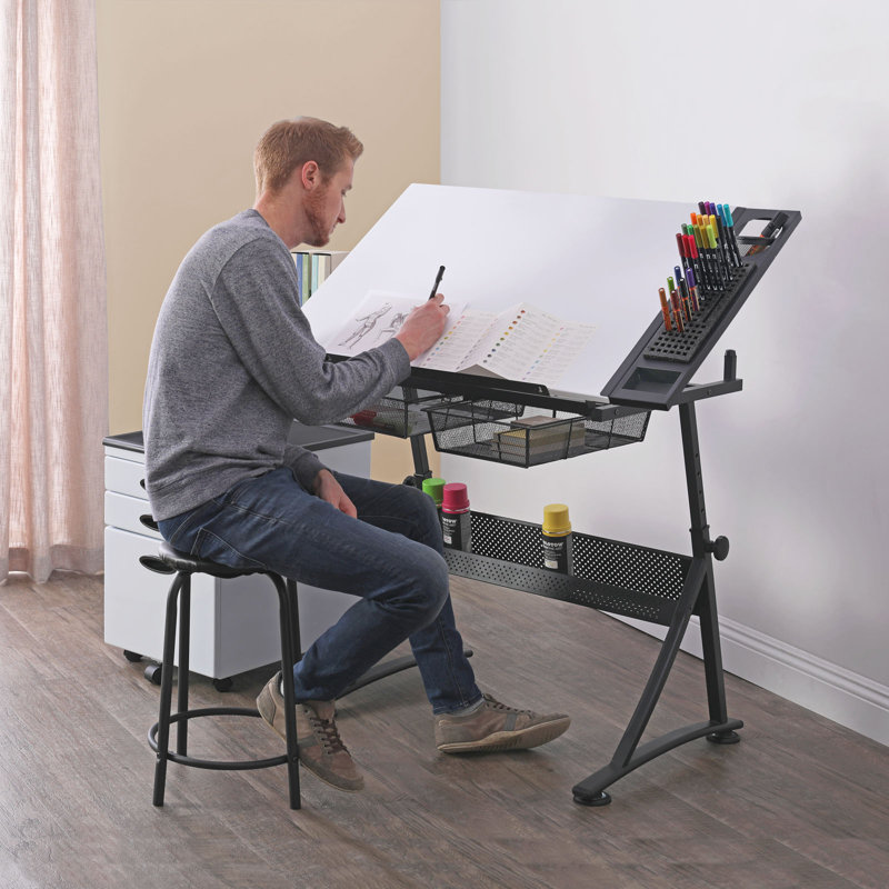 Crase Adjustable Metal Base Drafting Table
