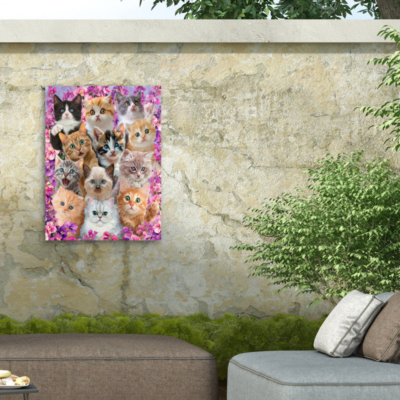 Chatons GL Studio sur toile rose pour l'extérieur GL Studio, H 14 po x l 19 po