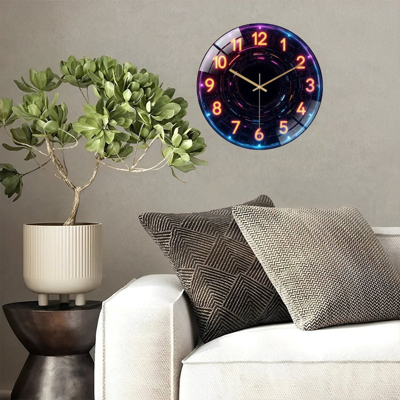 Horloge murale néon à DEL pour horloge murale moderne 12 po
