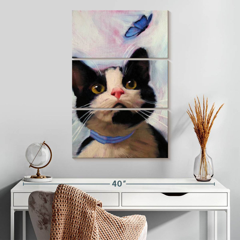 Chat et papillon Brampt, H 32 po x l 20 po