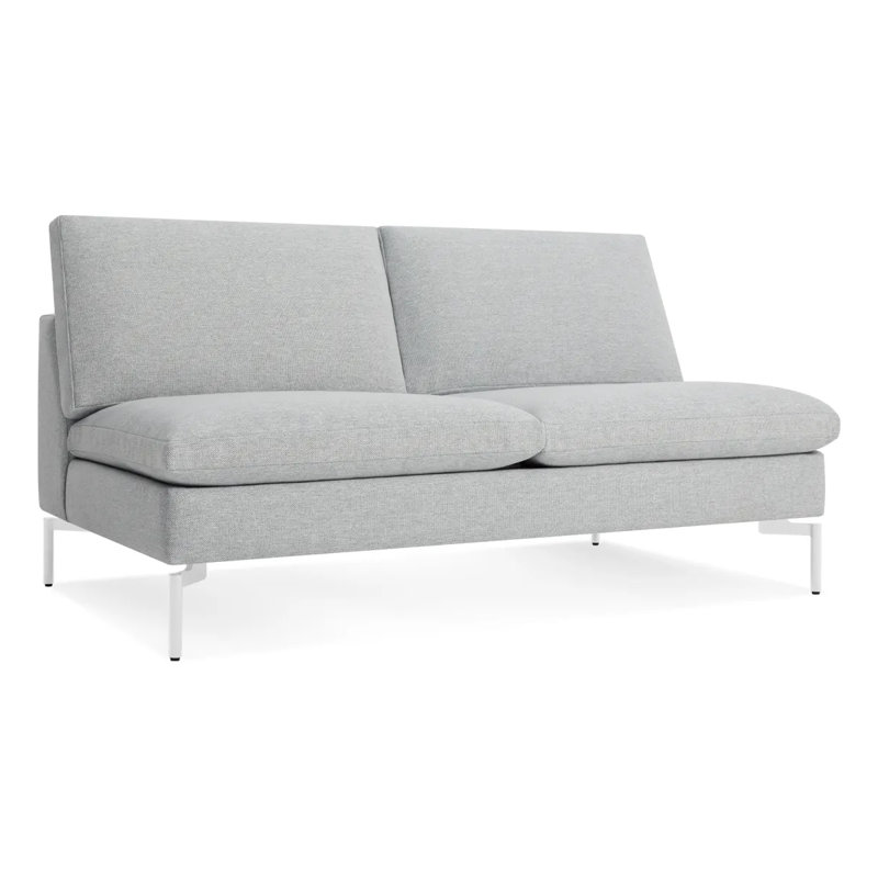 New Standard Upholstered 60'' Loveseat, Granite Genuine Leather, Black