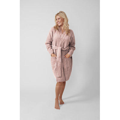 Snug Polyester Blend Fleece Girl / Woman+ Above Knee Bathrobe with Pockets and Hood for Kids
