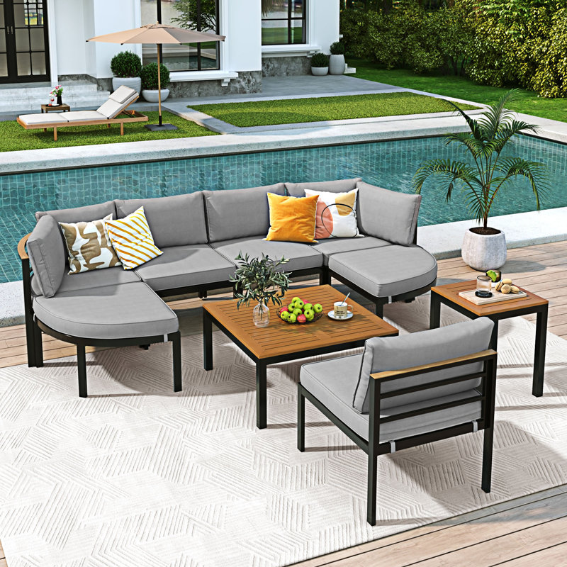 Outdoor Sectional Sofa Set Conversation Set, Gray
