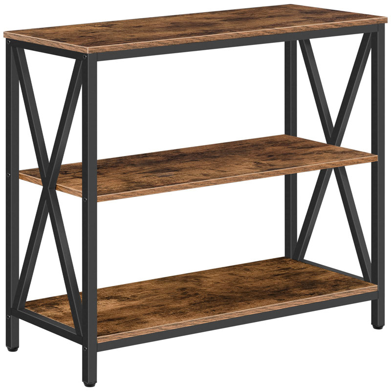 Maiocco 3-Tier Narrow Console Table with Open Shelves, Rustic Brown, 31.7" H x 31.5" W x 9.4" D