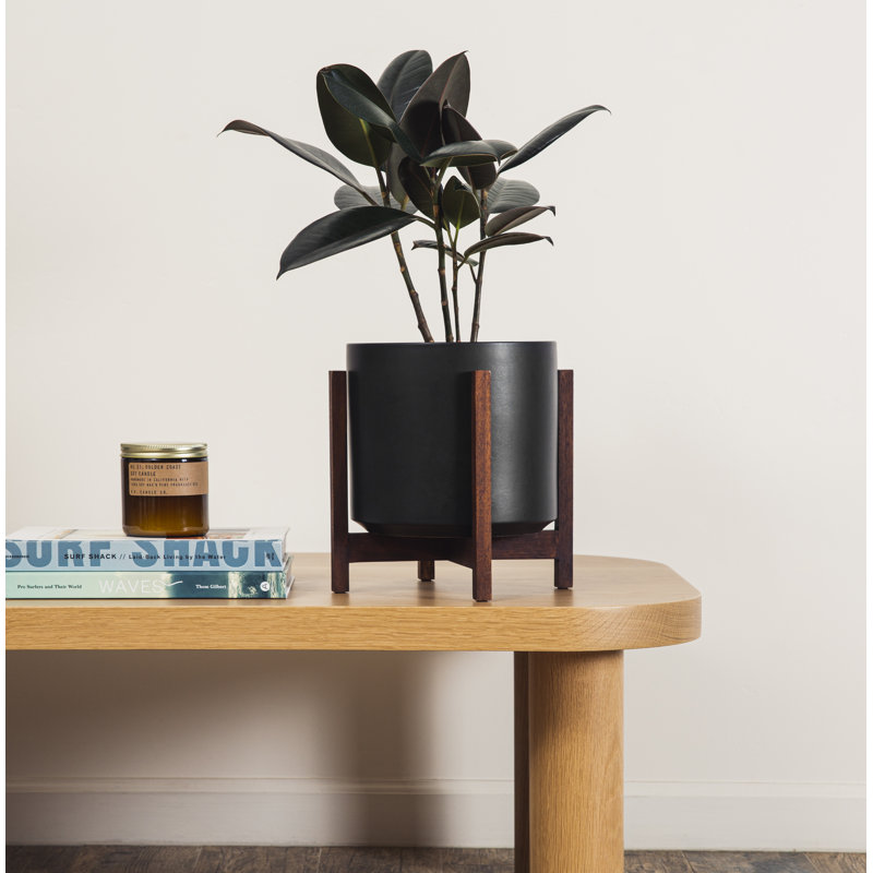 Keyes Pot Planter, Black/Dark, 10.25" H x 10" W x 10"