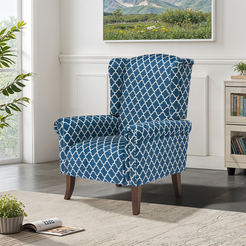 31.5"Wide Wing Back Upholstered Armchair With Nailhead Trim