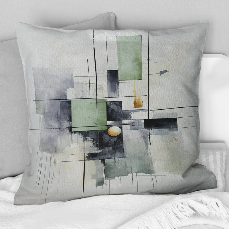 White Blue Suprematism Harmonious Convergence I - Abstract Suprematism Printed Throw Pillow