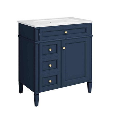 30'' Modern Bathroom Vanity With Top Sink, Bathroom Storage Cabinet With 2 Drawers And A Tip-Out Drawer
