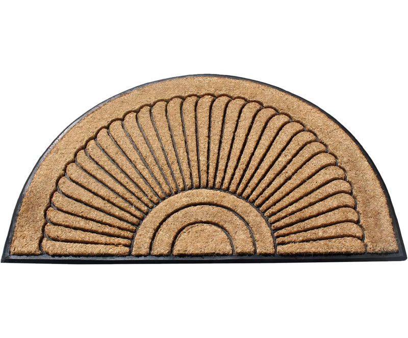 Paillasson antidérapant en fibre de coco et caoutchouc, Demi-cercle 2 pi 6 po x 4 pi