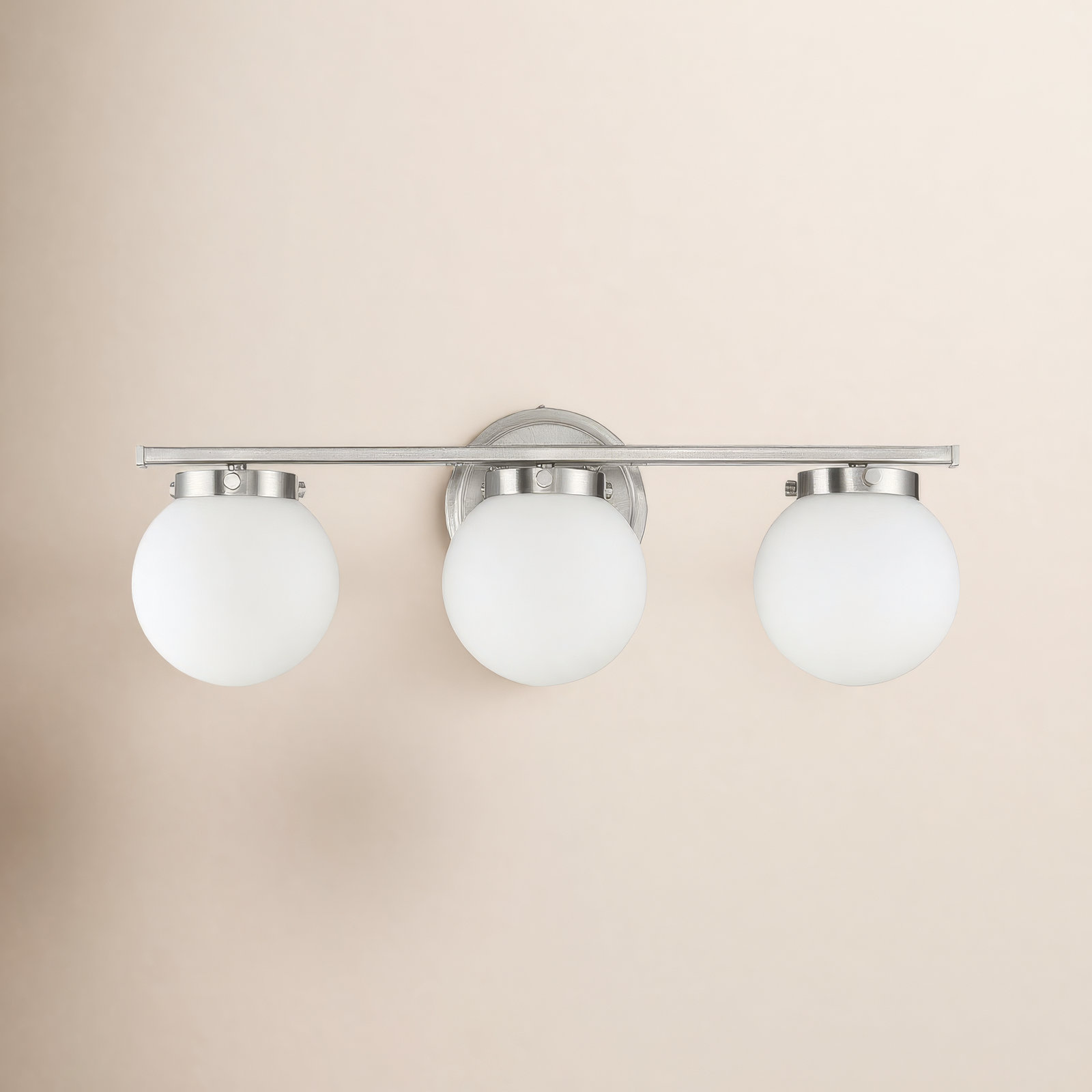 Finian 3-Light Dimmable Vanity Light, Brushed Nickel, White
