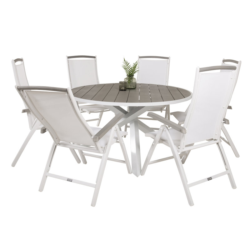 Akia 6 - Person Patio Dining Set Round Table