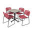 Table de salle de repos carrée Nicklas, 4 chaises empilables Zeng-32668249-32668251