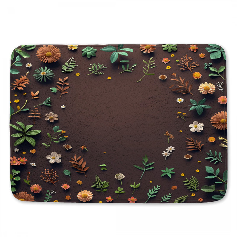 Tapis de bain floral, L 34 po x L 21 po
