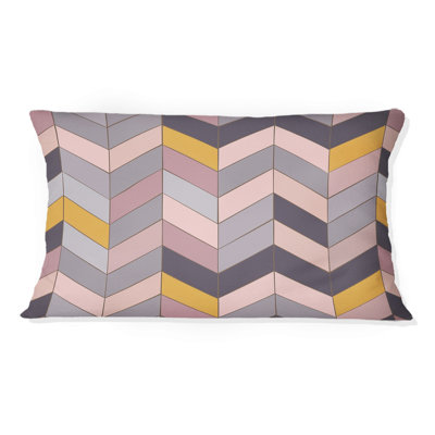 Coussin lombaire à chevrons mauve et rose