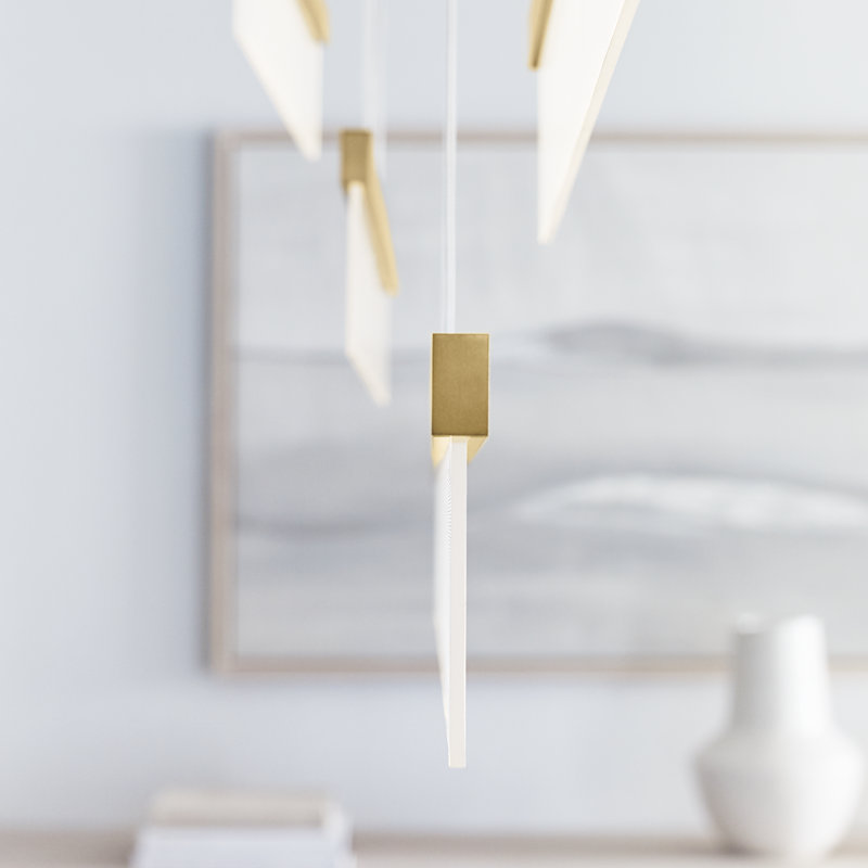 Sweep 5 - Light LED Chandelier, Aged Brass
