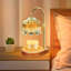 Lampe chauffe-bougie à intensité variable avec abat-jour en verre violet arrière en forme de fleur et minuterie-793240886