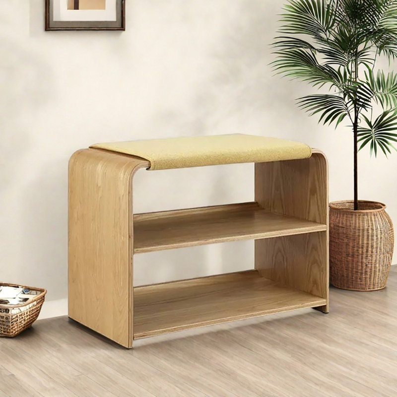 Tabouret avec rangement à chaussures 23,6 po, Bois naturel