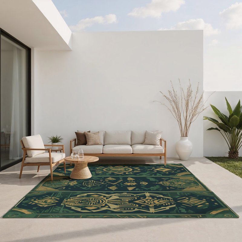 Hero's Crest Indoor And Outdoor Area Rug, Rectangle 1'6" x 2'6"