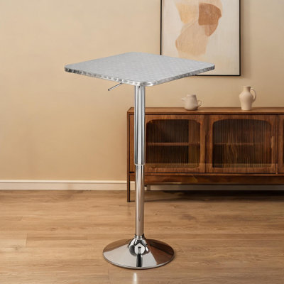 Table de bar carrée contemporaine réglable en argent