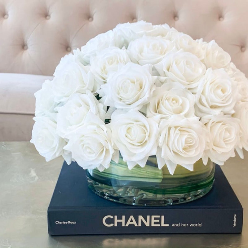 Arrangement d'hortensias dans un vase, Blanc