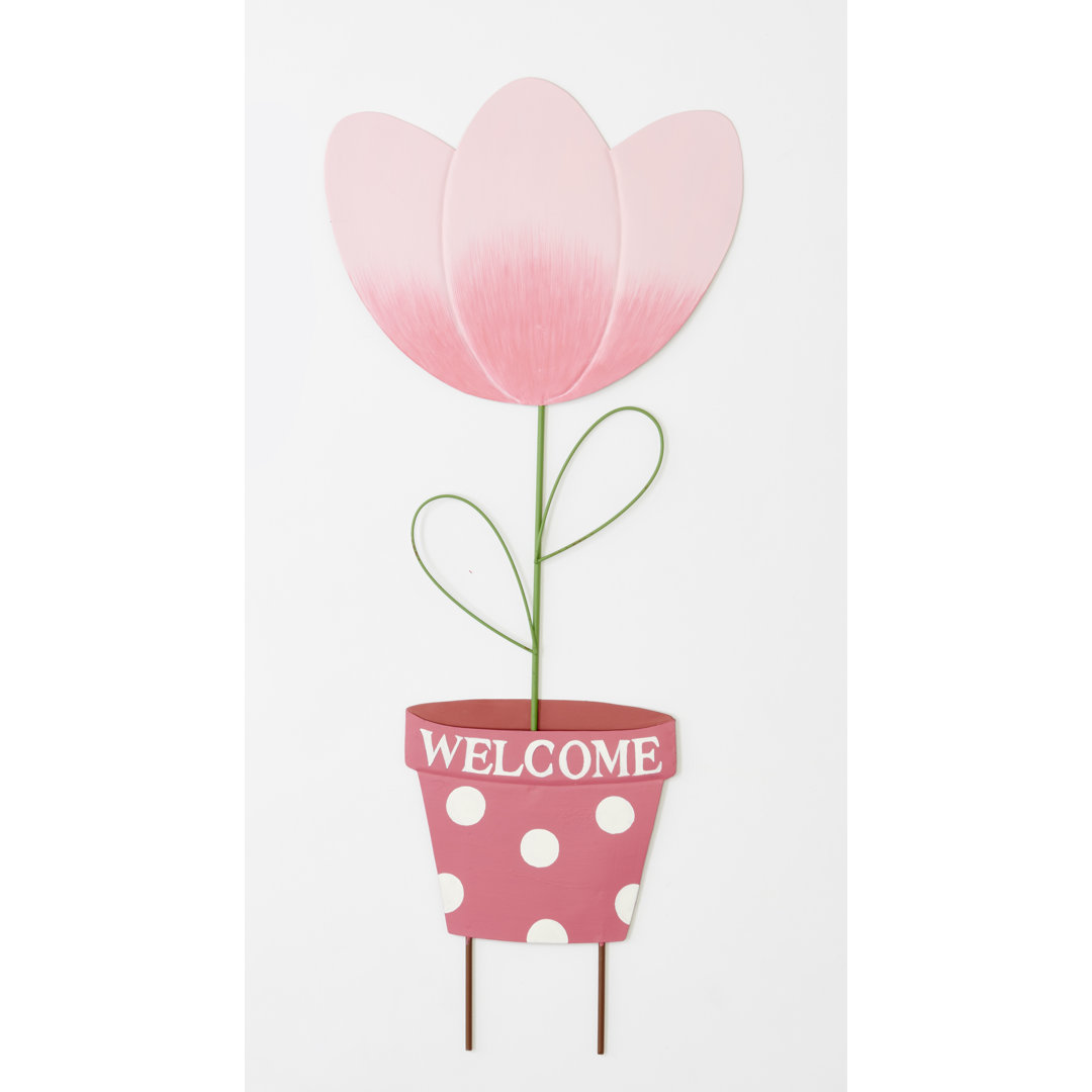 29" Metal Tulip on Pot Yard Stake Winston Porter