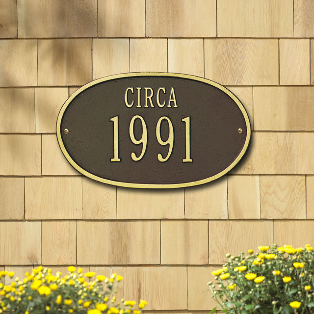 Date 2-Line Wall Address Plaque, Bronze and Gold