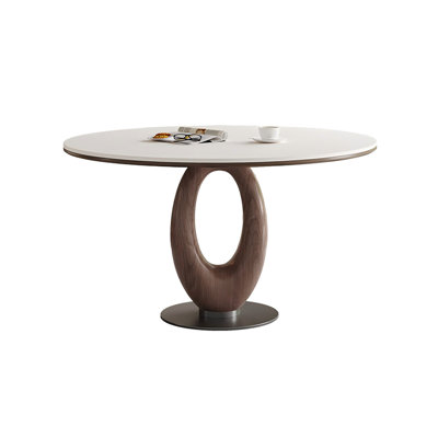 Sintered Stone Solid Wood Ash Stainless Steel white and brown Dining Table