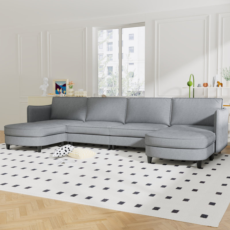 Grand canapé 141 places 141,5 po, Tissu gris