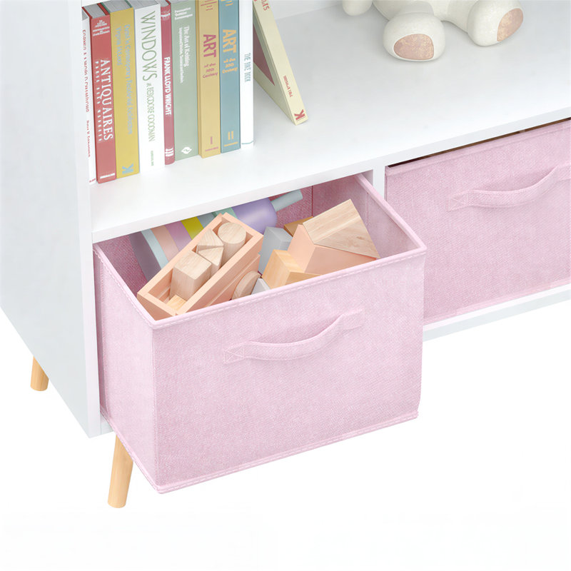 Rangement pour jouets avec bibliothèque, bibliothèque pour enfants avec 3 bacs en tissu amovibles pour rangement organisé