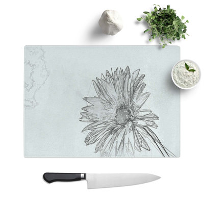 Glass Flower Sketch in Abstract Chopping Board