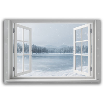 Frozen Stillness - Winter Window View Landscape, art mural