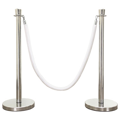 VIP Crowd Control Rope Stanchion (2 Mirror Taper Top/Flat Base + 6' White Rope)