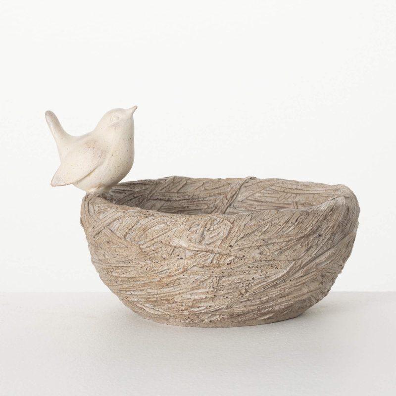Bain d'oiseaux en résine Sullivans H 7,25 po; crème