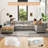 George 111.5" Modern 7 Seat Chenille L Shaped Modular Sectional Sofa With Two Ottomans-723761224