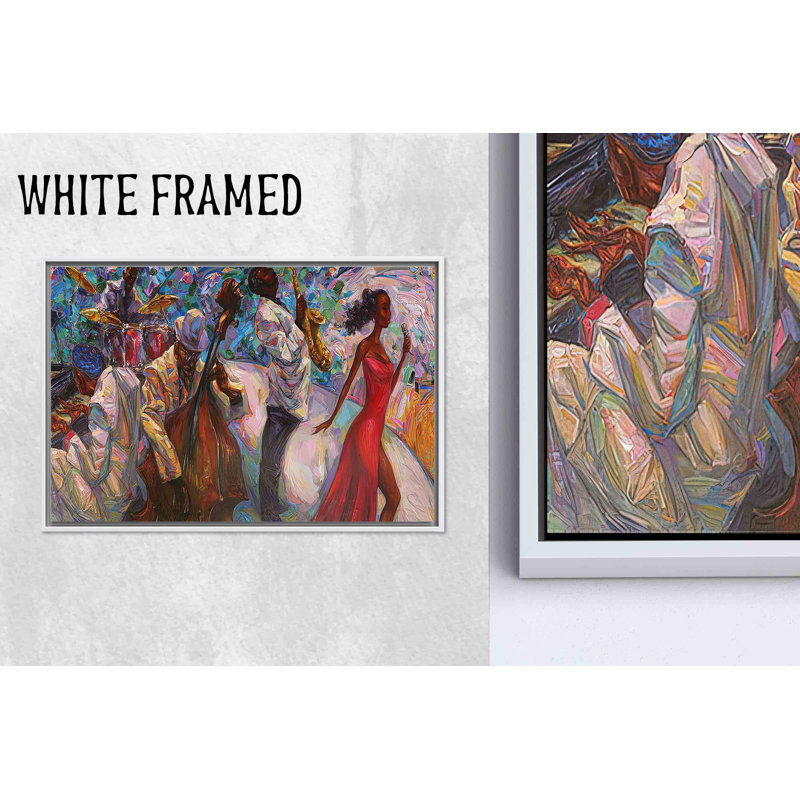 «Vibrant African Jazz Singer», reproduction d'art sur toile, 1P, encadré blanc, 59,1 po H x 82,7 po l