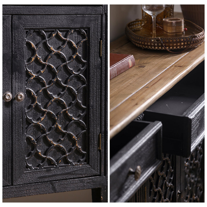 Buffet rétro en bois massif noir
