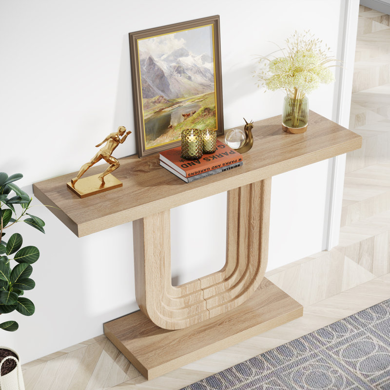 Jameeka 39.37'' Console Table, Natural Wood