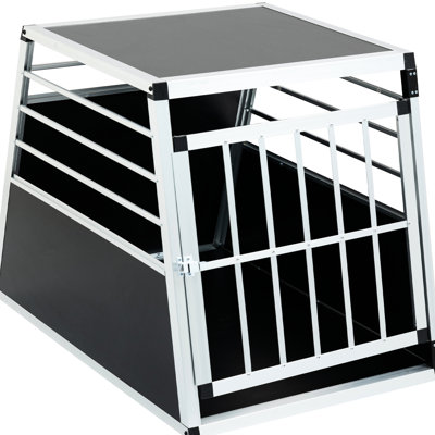 Aluminum Dog And Cat Transport Box 34.97"L X 24.92"W 26.64", Black Silver, Wide Grid For Fresh Air Dogs Cats,