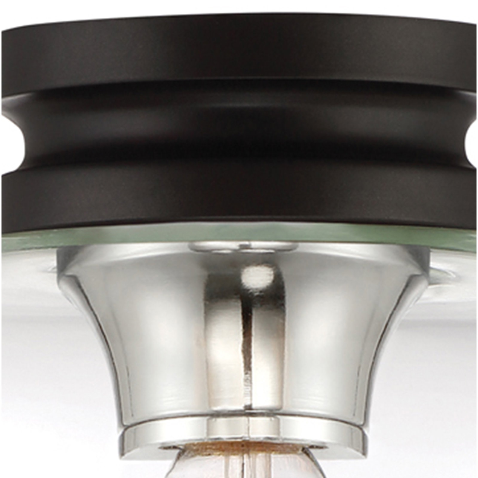 Piedmont Single Light Glass Flush Mount, Black
